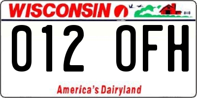 WI license plate 012OFH