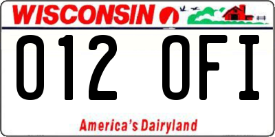 WI license plate 012OFI