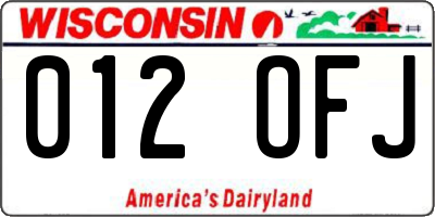 WI license plate 012OFJ