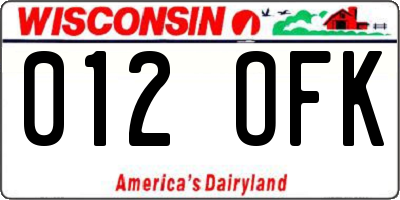 WI license plate 012OFK