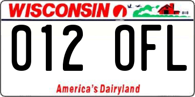 WI license plate 012OFL