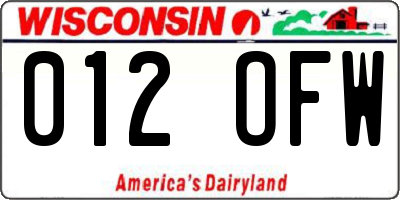 WI license plate 012OFW