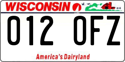 WI license plate 012OFZ