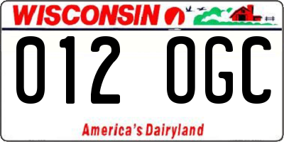 WI license plate 012OGC