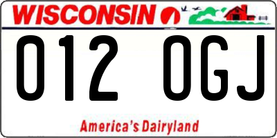 WI license plate 012OGJ