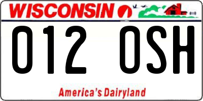 WI license plate 012OSH