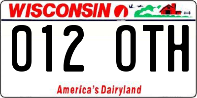 WI license plate 012OTH