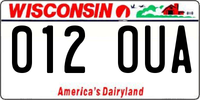WI license plate 012OUA