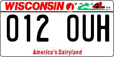 WI license plate 012OUH