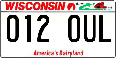 WI license plate 012OUL
