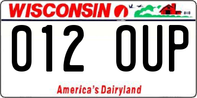 WI license plate 012OUP