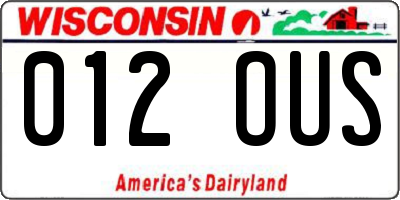 WI license plate 012OUS