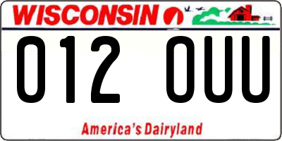 WI license plate 012OUU