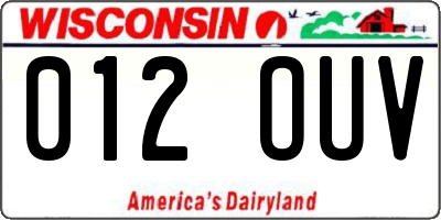 WI license plate 012OUV