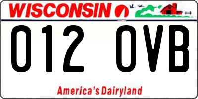 WI license plate 012OVB