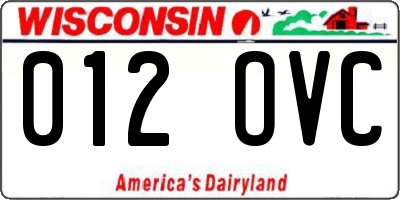 WI license plate 012OVC