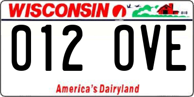 WI license plate 012OVE