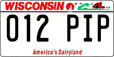 WI license plate 012PIP