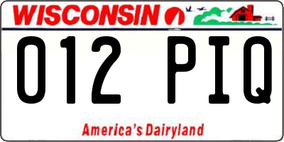 WI license plate 012PIQ