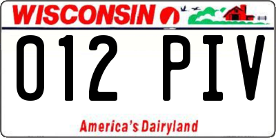WI license plate 012PIV