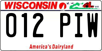 WI license plate 012PIW