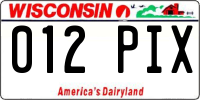 WI license plate 012PIX