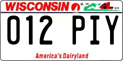 WI license plate 012PIY