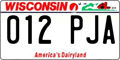 WI license plate 012PJA
