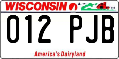 WI license plate 012PJB