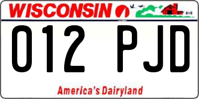 WI license plate 012PJD