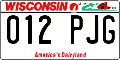 WI license plate 012PJG