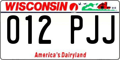 WI license plate 012PJJ