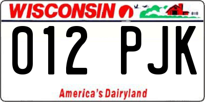 WI license plate 012PJK