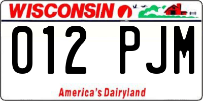 WI license plate 012PJM
