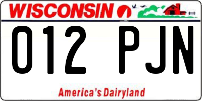 WI license plate 012PJN