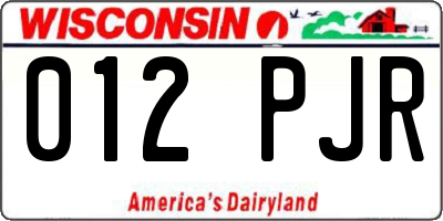 WI license plate 012PJR