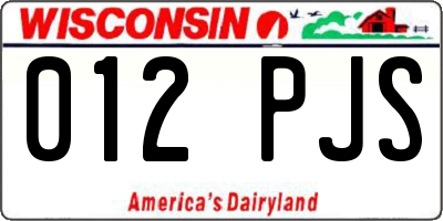 WI license plate 012PJS