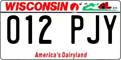 WI license plate 012PJY