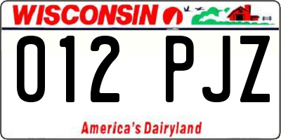 WI license plate 012PJZ