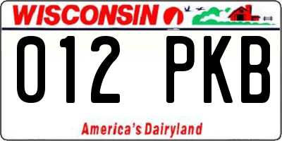 WI license plate 012PKB