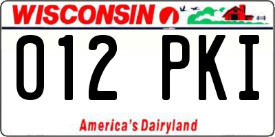 WI license plate 012PKI