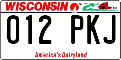 WI license plate 012PKJ
