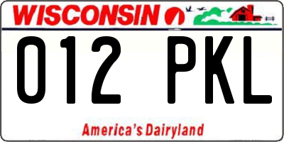 WI license plate 012PKL