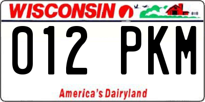 WI license plate 012PKM