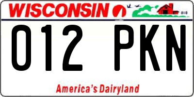 WI license plate 012PKN