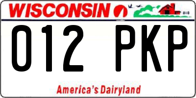 WI license plate 012PKP