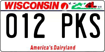 WI license plate 012PKS