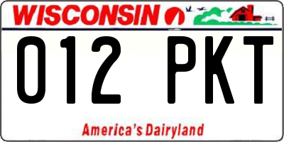WI license plate 012PKT