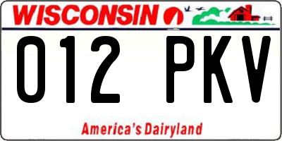 WI license plate 012PKV
