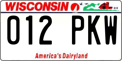 WI license plate 012PKW